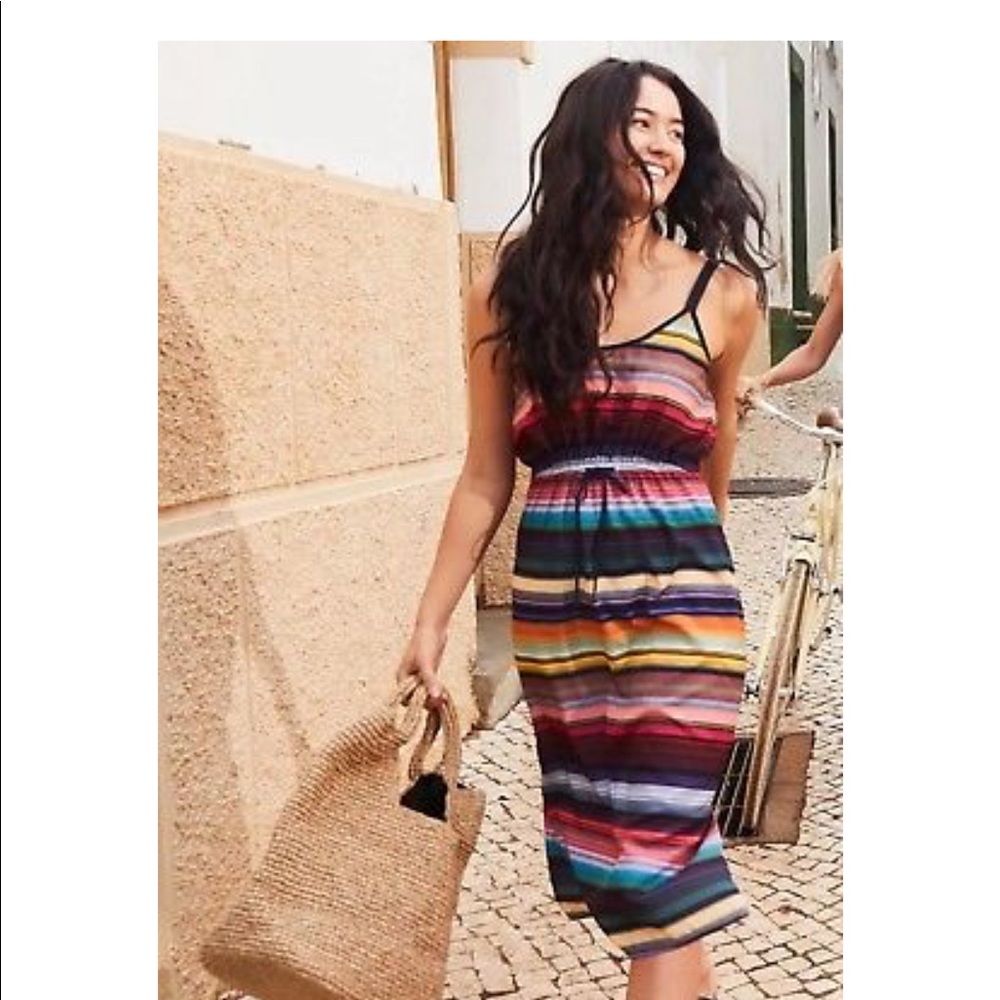 Athleta Dress Havana Midi Multicolored Striped